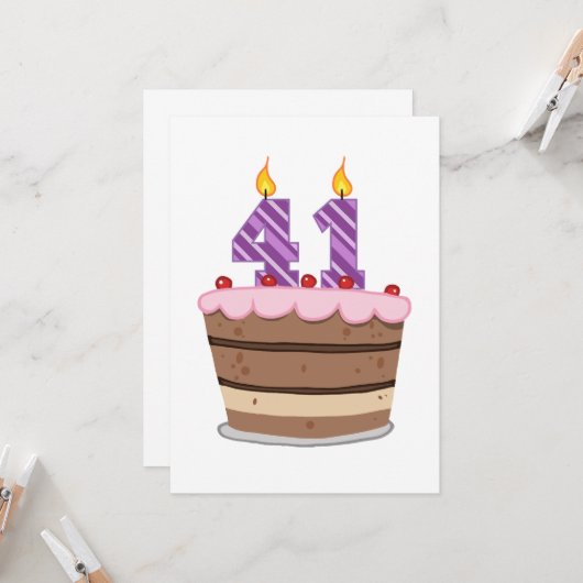 Carte 41 ans sur le gâteau d'anniversaire (Devant/Arrière en situation)
