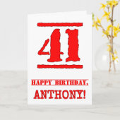 Carte 41e anniversaire : Amusant, Timbre en caoutchouc r (Fleur jaune)