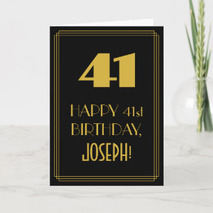 Carte 41e anniversaire ~ Art Déco Inspiré Look "41" & No