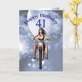 Carte 41e anniversaire avec une fille de motards (Fleur jaune)