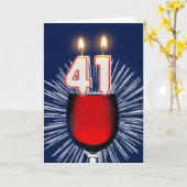 Carte 41e anniversaire avec vin et bougies (Fleur jaune)