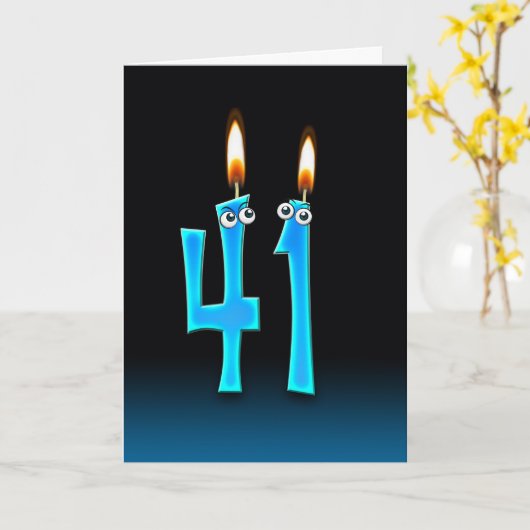 Carte 41e Anniversaire Bougies (Fleur jaune)