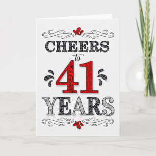 Carte 41e anniversaire Cheers en Motif noir blanc rouge