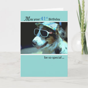 Carte 41e Anniversaire Chien dans Lunettes de soleil amu