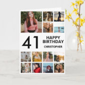 Carte 41e anniversaire Collage photo 13 photos noir blan (Fleur jaune)