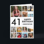 Carte 41e anniversaire Collage photo 13 photos noir blan<br><div class="desc">41e Joyeux Anniversaire Photo Collage 13 Photos Carte d'Anniversaire Noir et Blanc pour n'importe quel âge. 1er 13ème 15ème 16ème 18ème 20ème 21ème 30ème 40ème 50ème 60ème 70ème 80ème 90ème 100ème, tout âge. Pour plus de personnalisation, cliquez sur le bouton "Customiser" et utilisez notre outil de conception pour modifier ce...</div>