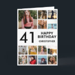 Carte 41e anniversaire Collage photo 13 photos noir blan<br><div class="desc">41e Joyeux Anniversaire Photo Collage 13 Photos Carte d'Anniversaire Noir et Blanc pour n'importe quel âge. 1er 13ème 15ème 16ème 18ème 20ème 21ème 30ème 40ème 50ème 60ème 70ème 80ème 90ème 100ème, tout âge. Pour plus de personnalisation, cliquez sur le bouton "Customiser" et utilisez notre outil de conception pour modifier ce...</div>