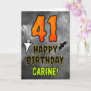 Carte 41e anniversaire : Eerie Halloween Thème + Nom per