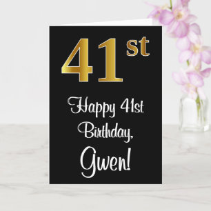 Carte 41e anniversaire ~ Elégant Luxueux Faux Gold Look 