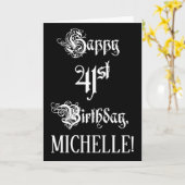 Carte 41e anniversaire : Fancy, Elegant Script + Nom per (Fleur jaune)