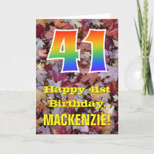 Carte 41e anniversaire; feuilles d'automne rustiques; ar