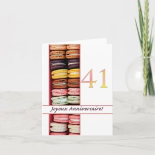 Carte 41e Anniversaire Français de Macaron-Joyeux !