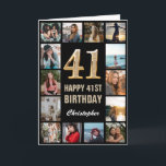 Carte 41e Joyeux Anniversaire noir et or Collage photo<br><div class="desc">41e Joyeux Anniversaire Black and Gold Photo Collage Carte Anniversaire. Pour plus de personnalisation,  cliquez sur le bouton "Customiser" et utilisez notre outil de conception pour modifier ce modèle.</div>
