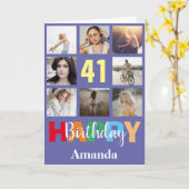 Carte 41e Joyeux Anniversaire Photo Collage Moderne (Fleur jaune)