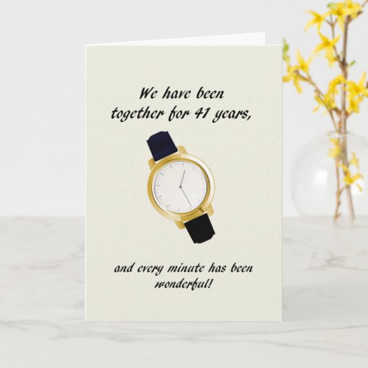 Carte 41e Montre-poignet pour anniversaire de Mariage (Fleur jaune)