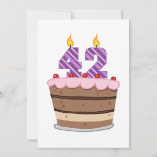 Carte 42 ans sur le gâteau d'anniversaire