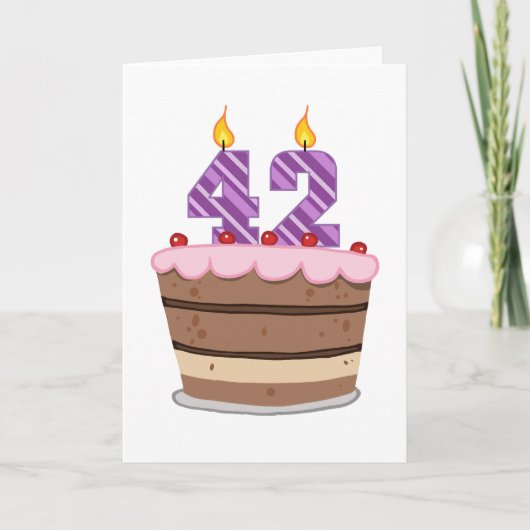 Carte 42 ans sur le gâteau d'anniversaire (Devant)