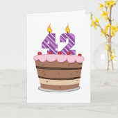 Carte 42 ans sur le gâteau d'anniversaire (Fleur jaune)