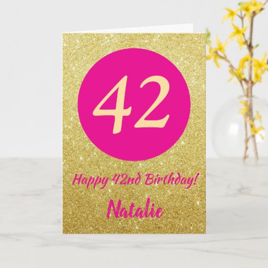 Carte 42 e Joyeux anniversaire (Fleur jaune)