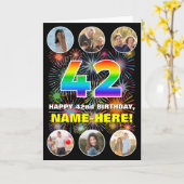 Carte 42e anniversaire : Arc en ciel amusant #, Nom pers (Fleur jaune)