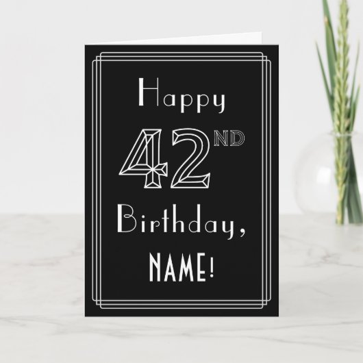 Carte 42e anniversaire : Art Déco Style # 42 & Nom perso (Devant)