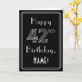 Carte 42e anniversaire : Art Déco Style # 42 & Nom perso (Fleur jaune)