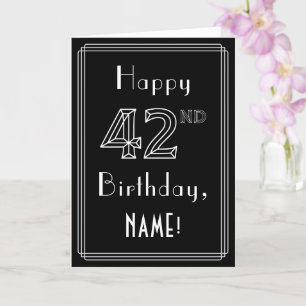 Carte 42e anniversaire : Art Déco Style # 42 & Nom perso