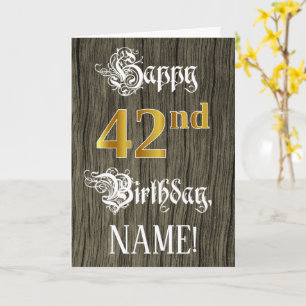 Carte 42e anniversaire : aspect or faux + motif imitatio