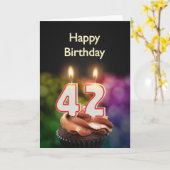 Carte 42e anniversaire avec bougies (Fleur jaune)