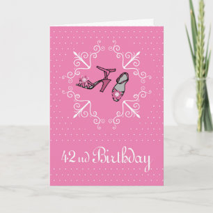 Carte 42e anniversaire, Chaussures roses