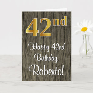 Carte 42e anniversaire : Elégant look d'or Faux #, Faux