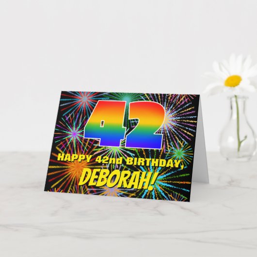 Carte 42e anniversaire : Feux d'artifice de célébration (Petite plante)