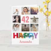 Carte 42e anniversaire heureux Collage photo moderne ros (Fleur jaune)