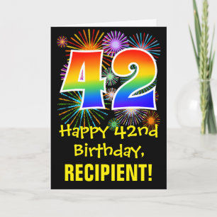 Carte 42e anniversaire : motif de feux d'artifice amusan