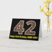 Carte 42e anniversaire : Nom + Faux Motif de grains de b (Fleur jaune)