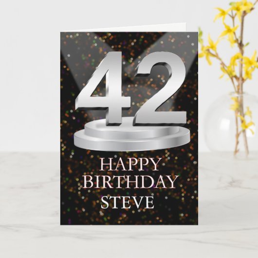 Carte 42e anniversaire Points saillants Ajouter une cart (Fleur jaune)