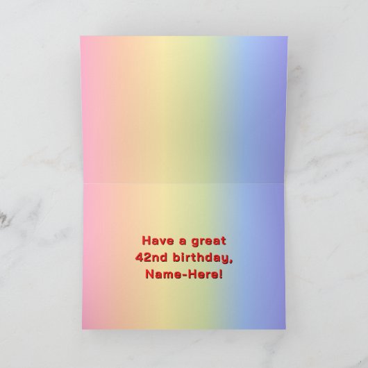 Carte 42e anniversaire : Rainbow Text, Custom Photos & N (Intérieur)