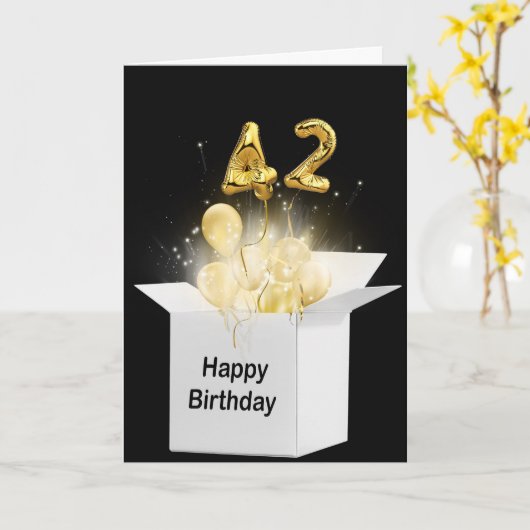 Carte 42e Ballons d'anniversaire en boîte blanche (Fleur jaune)