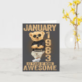 Carte 43 Year Old January 1983 Teddy Bear 43rd Birthday  (Fleur jaune)