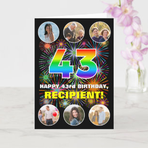 Carte 43e anniversaire : Arc-en-ciel amusant #, Nom pers