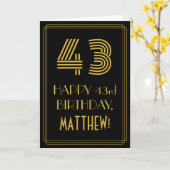 Carte 43e anniversaire : Art Déco Inspiré Look "43" & No (Fleur jaune)