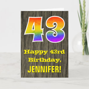 Carte 43e anniversaire : aspect bois rustique faux, "43"