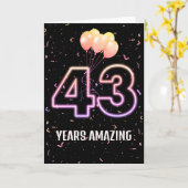 Carte 43e anniversaire Ballons et Confetti (Fleur jaune)