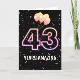 Carte 43e anniversaire Ballons et Confetti