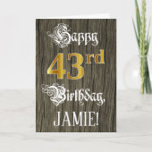 Carte 43e anniversaire : Faux Gold Look + Faux Wood Moti (Devant)