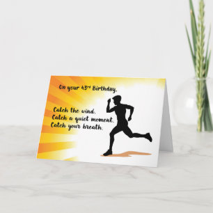 Carte 43e anniversaire homme courir avec l'Arrière - pla