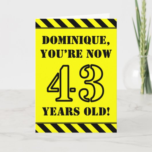 Carte 43e anniversaire : texte de style crayon amusant,  (Devant)