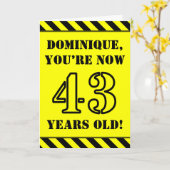 Carte 43e anniversaire : texte de style crayon amusant,  (Fleur jaune)