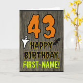 Carte 43e anniversaire : Thème Halloween Éffrayant, Nom (Fleur jaune)