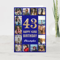 43e Joyeux Anniversaire Marine Bleu & Gold Photo C